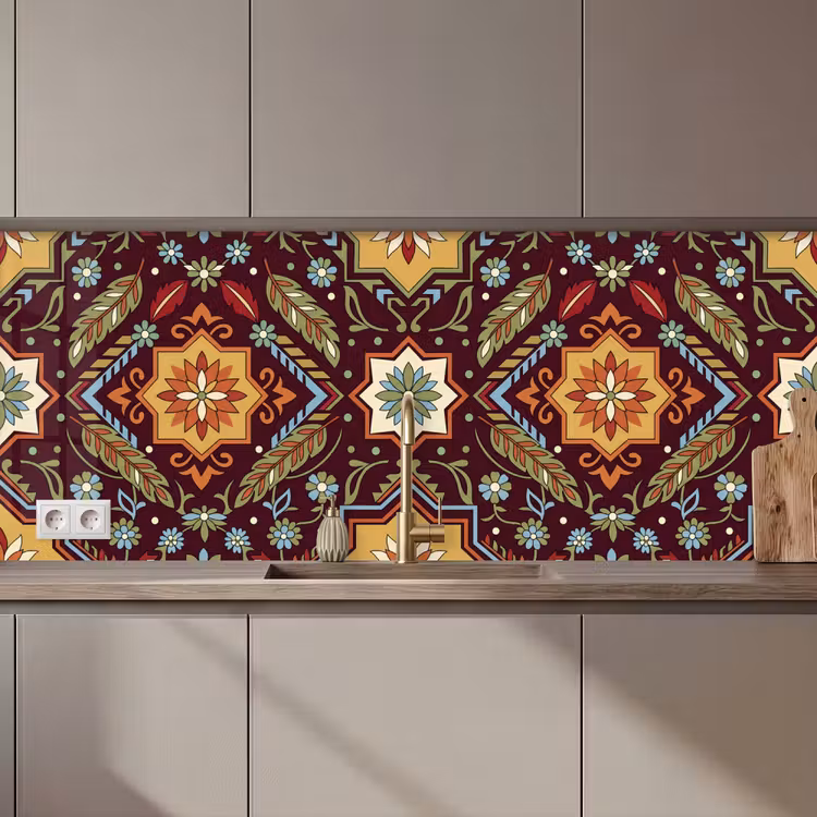 Küchenrückwand - Muster – Floral – Geometrisch – Farbenfroh – Dekoration — 1