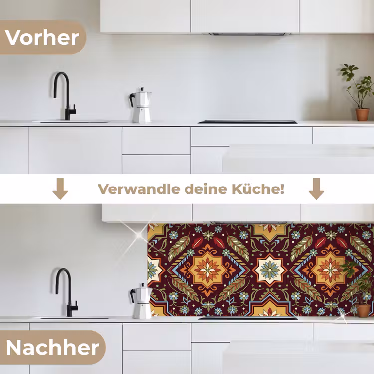 Küchenrückwand - Muster – Floral – Geometrisch – Farbenfroh – Dekoration — 3
