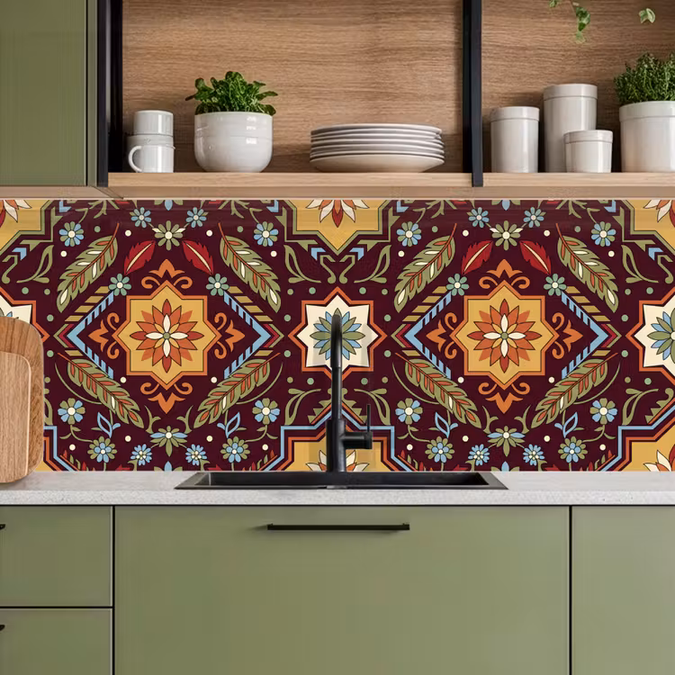 Küchenrückwand - Muster – Floral – Geometrisch – Farbenfroh – Dekoration — 8