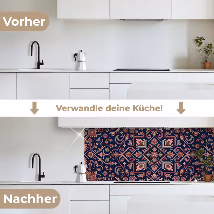 Küchenrückwand - Muster – Orientalisch – Blumig – Blau – Klassisch — 3