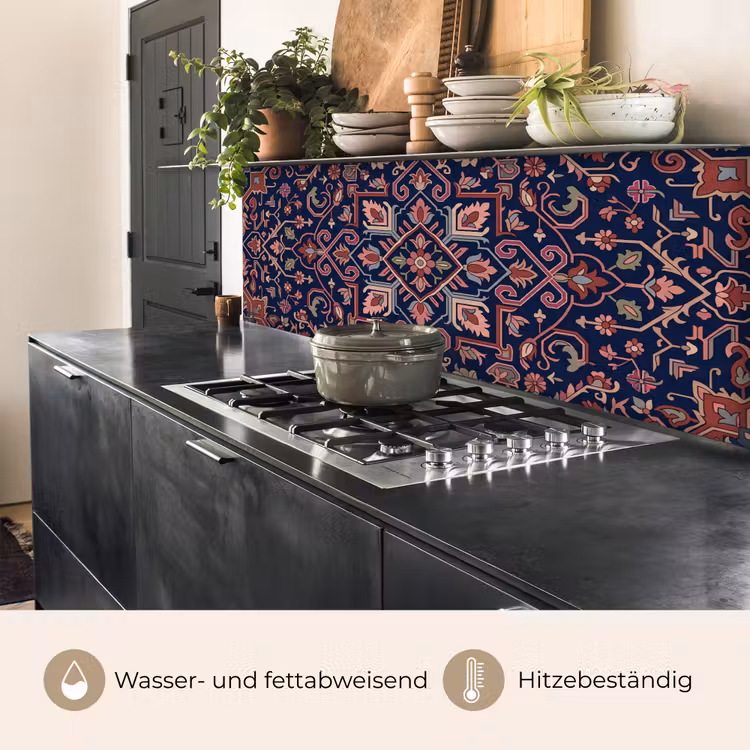 Küchenrückwand - Muster – Orientalisch – Blumig – Blau – Klassisch — 5