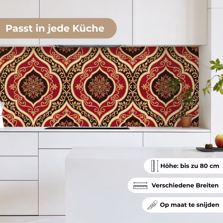 Küchenrückwand - Muster – Ornament – Barock – Rot – Gold — 7