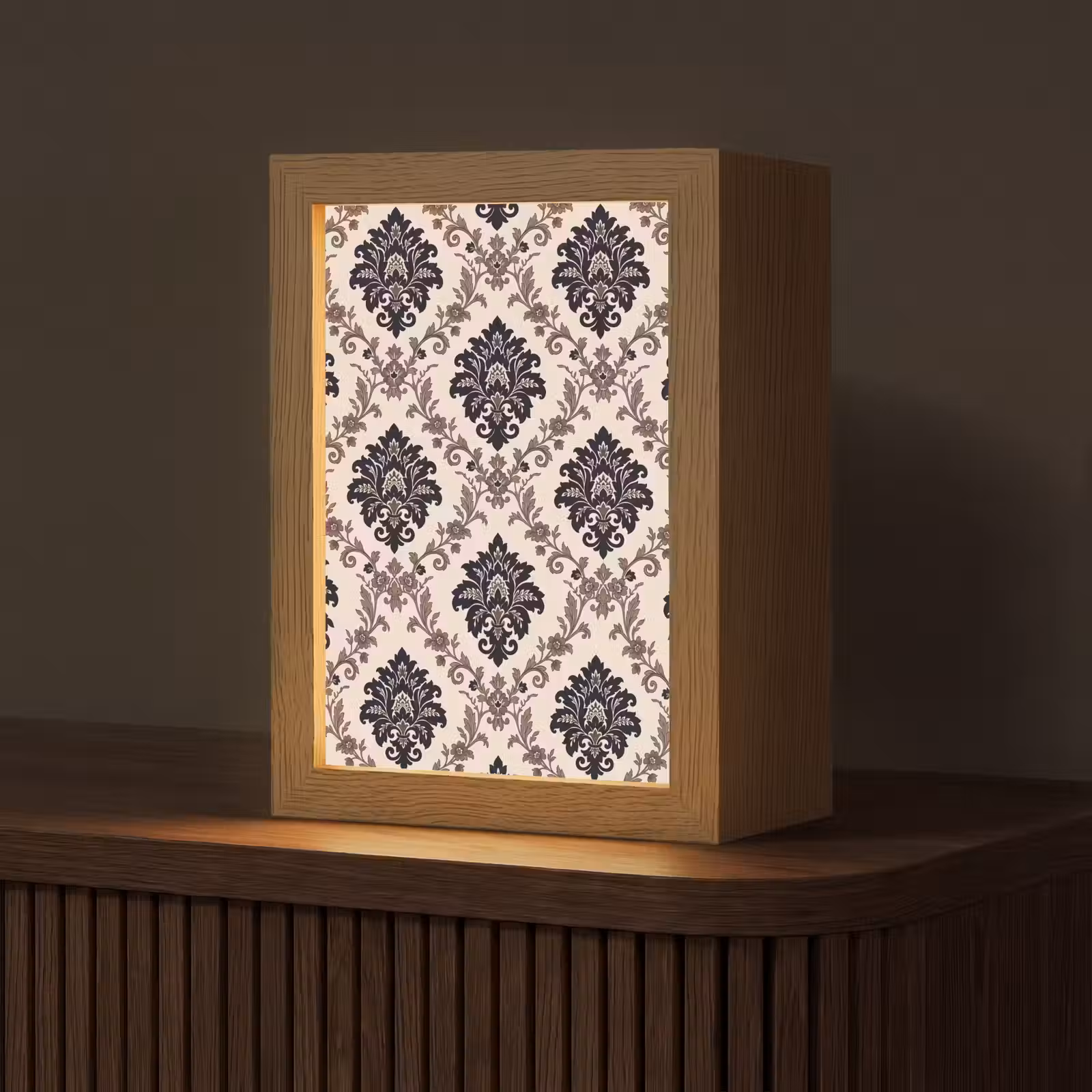 Personalisierte Lightbox - Muster – Blumenmuster – Klassisch – Beige-Blau — 1