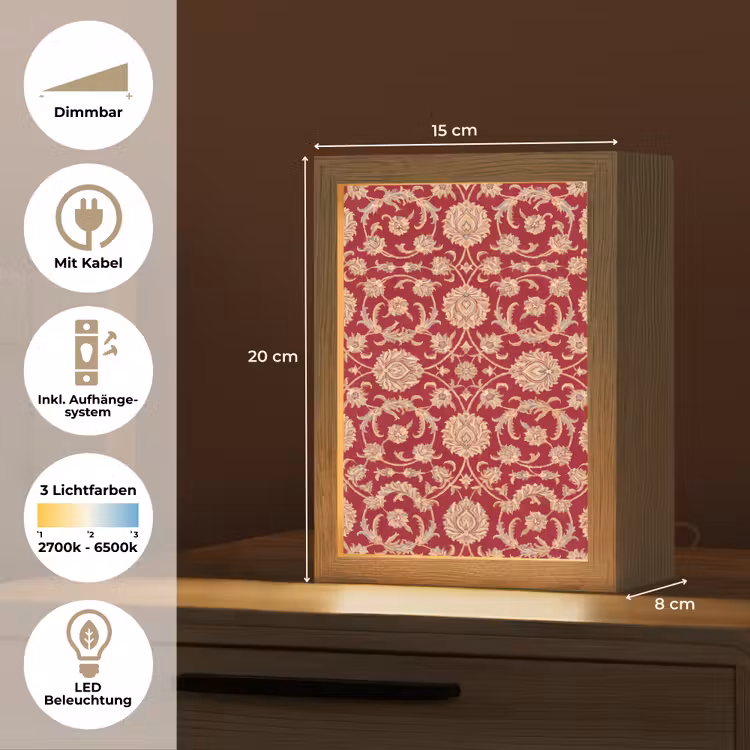 Personalisierte Lightbox - Muster – Blume – Klassisch – Orientalisch – Rot — 6