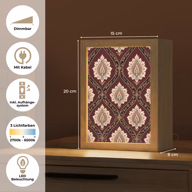 Personalisierte Lightbox - Muster – Blumenmotiv – Dekoration – Klassisch – Rot — 6