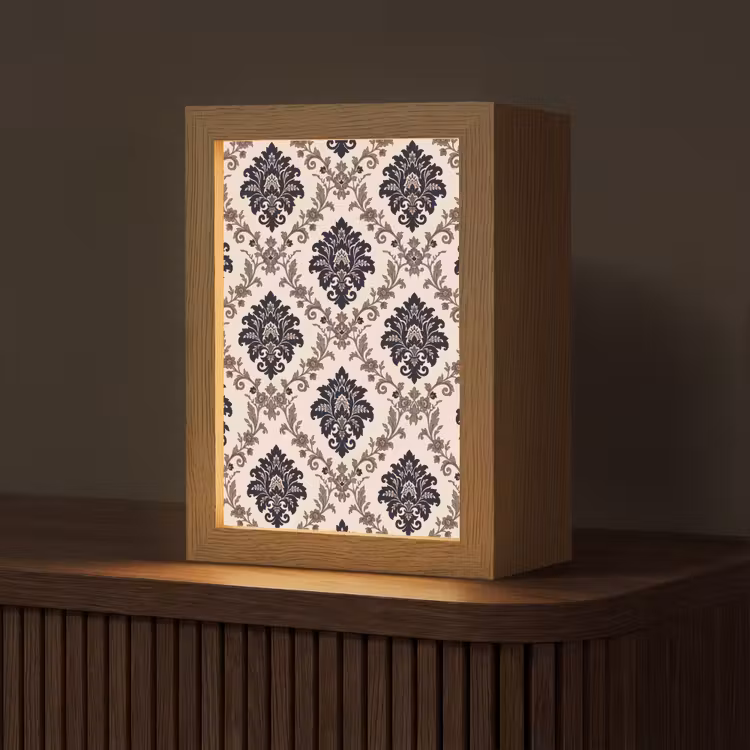 Personalisierte Lightbox - Muster – Blumenmuster – Klassisch – Beige-Blau — 1