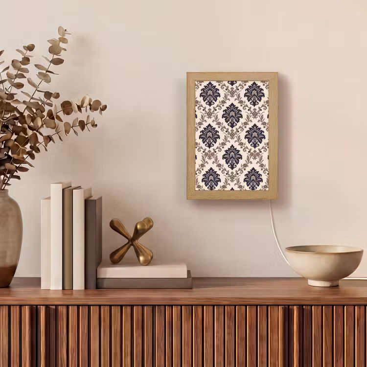Personalisierte Lightbox - Muster – Blumenmuster – Klassisch – Beige-Blau — 4