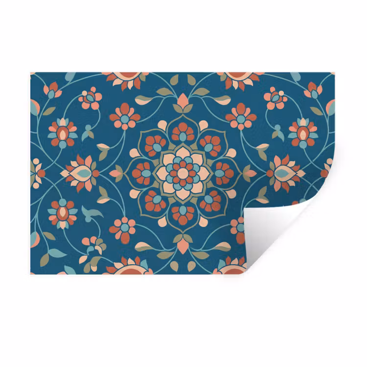 Wandtattoo – Blumen – Muster – Natur – Ornament – Blau — 1