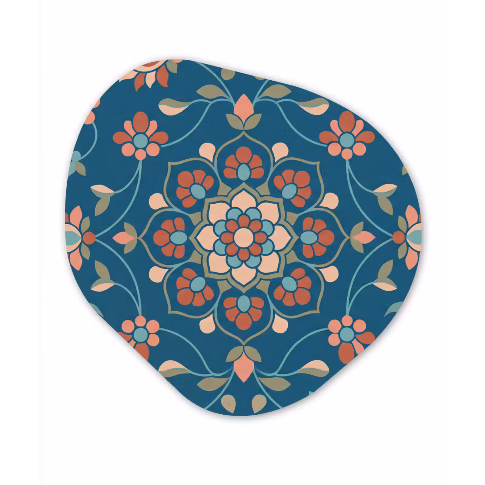 Alu-Dibond-Bild Organische Form - Blumen – Muster – Natur – Ornament – Blau — 1