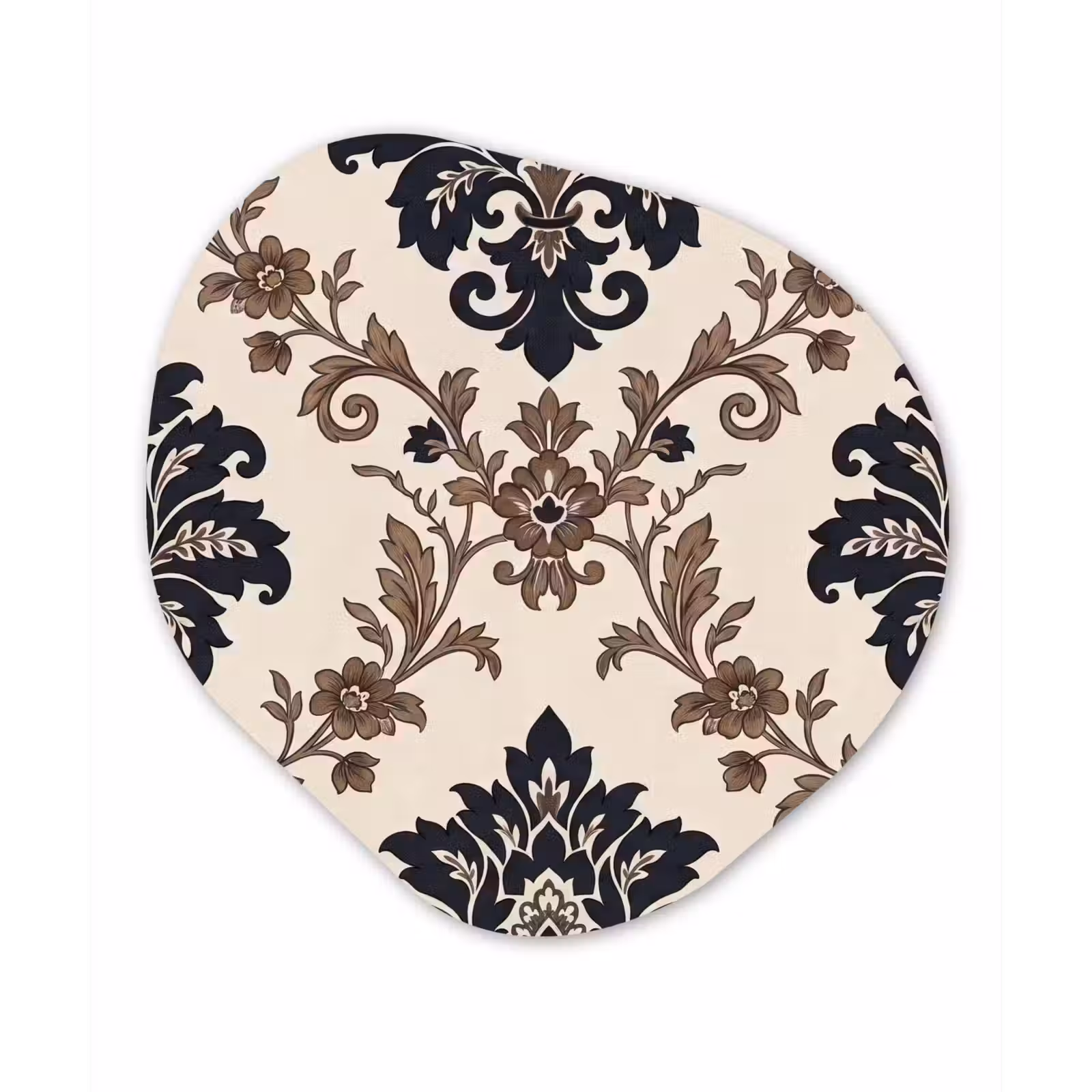 Alu-Dibond-Bild Organische Form - Muster – Blumenmuster – Klassisch – Beige-Blau — 1