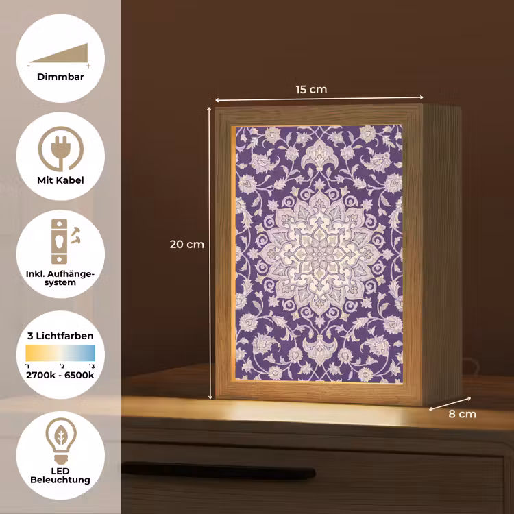 Personalisierte Lightbox - Muster – Medaillon – Orientalisch – Lila – Dekoration — 6