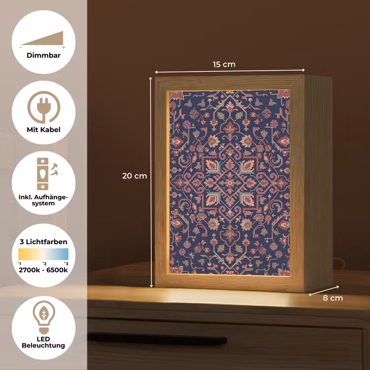 Personalisierte Lightbox - Muster – Orientalisch – Blumig – Blau – Klassisch — 6