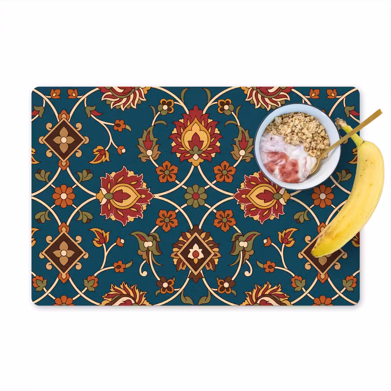 Tischset - 6 Stück - Ornament – Flora – Traditionell – Klassisch – Blaugrün — 1