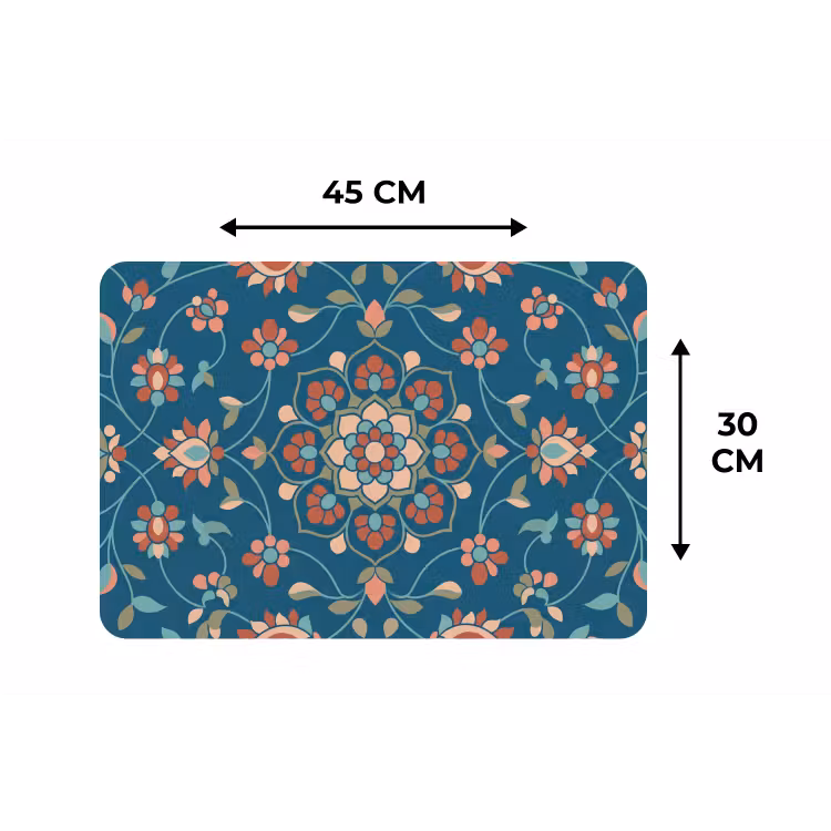 Tischset - 6 Stück - Blumen – Muster – Natur – Ornament – Blau — 3