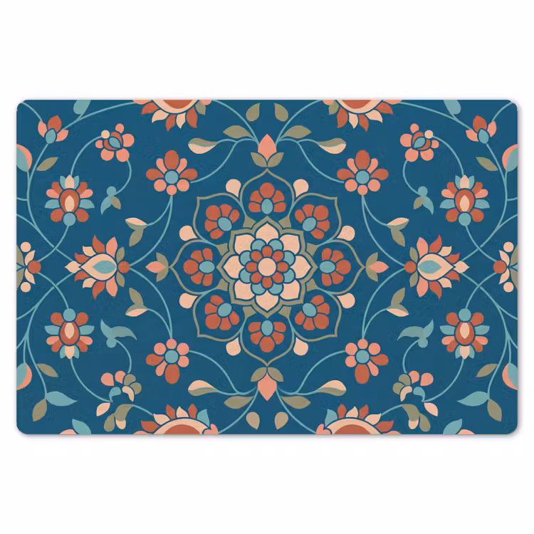 Tischset - 6 Stück - Blumen – Muster – Natur – Ornament – Blau — 6