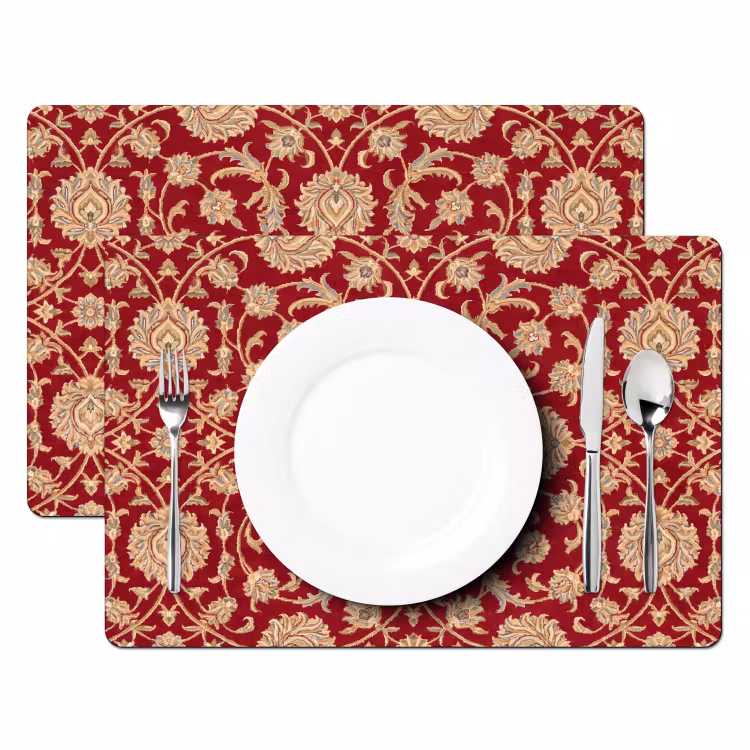 Tischset - 6 Stück - Muster – Blume – Klassisch – Orientalisch – Rot — 2