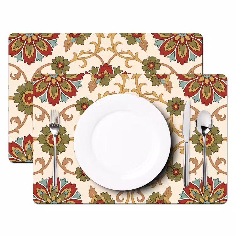 Tischset - 6 Stück - Muster – Blumen – Ornament – Klassisch – Farbenfroh — 2