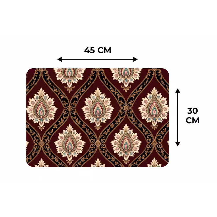 Tischset - 6 Stück - Muster – Blumenmotiv – Dekoration – Klassisch – Rot — 3