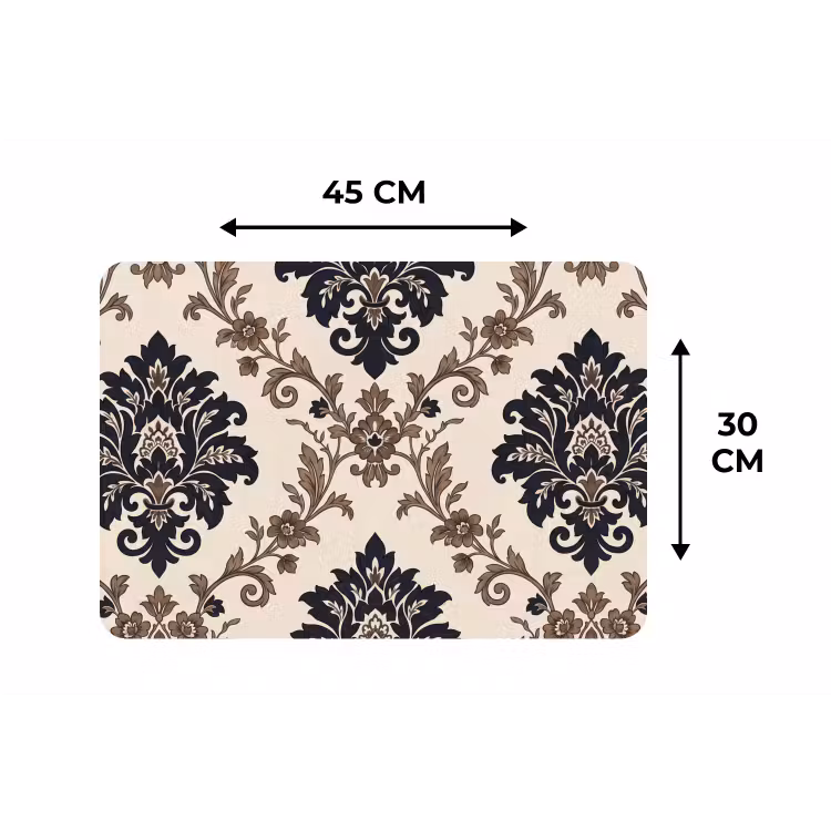 Tischset - 6 Stück - Muster – Blumenmuster – Klassisch – Beige-Blau — 3