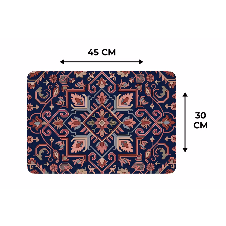 Tischset - 6 Stück - Muster – Orientalisch – Blumig – Blau – Klassisch — 3