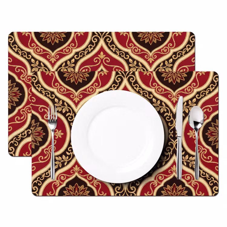 Tischset - 6 Stück - Muster – Ornament – Barock – Rot – Gold — 2