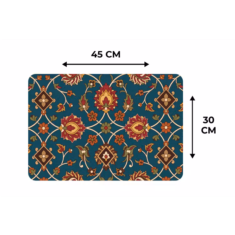 Tischset - 6 Stück - Ornament – Flora – Traditionell – Klassisch – Blaugrün — 3