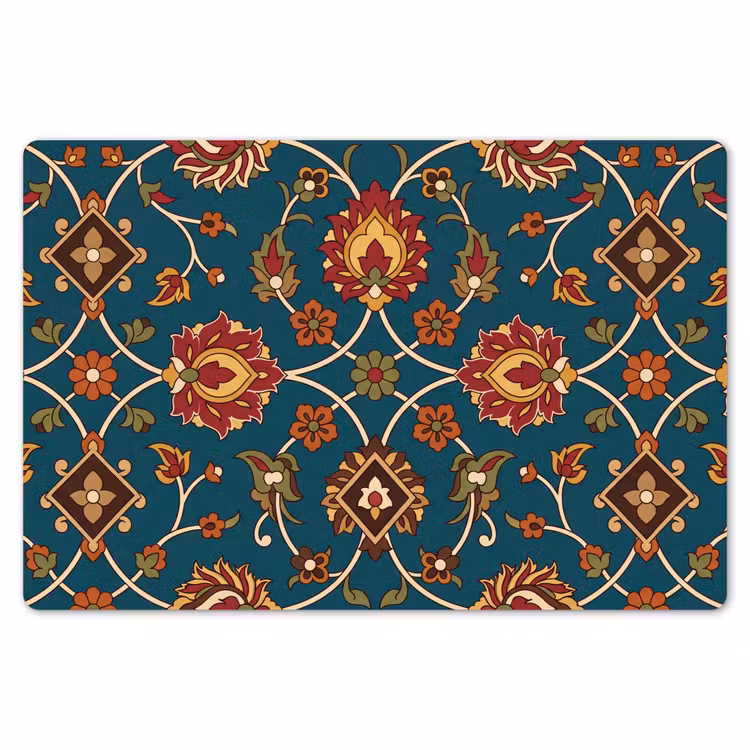 Tischset - 6 Stück - Ornament – Flora – Traditionell – Klassisch – Blaugrün — 6