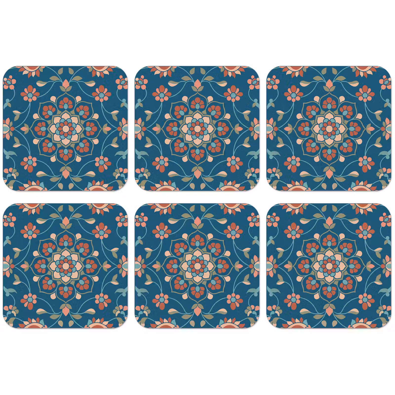 Untersetzer - Blumen – Muster – Natur – Ornament – Blau — 1