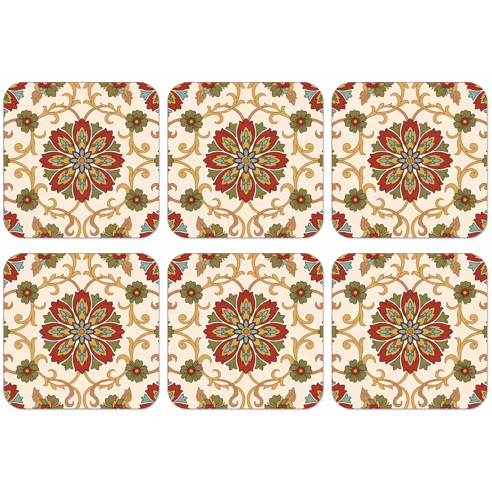Untersetzer - Muster – Blumen – Ornament – Klassisch – Farbenfroh — 1