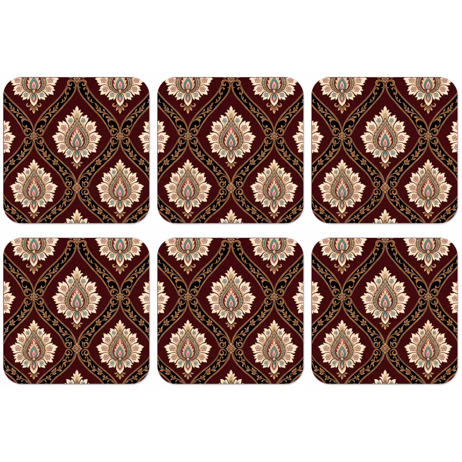Untersetzer - Muster – Blumenmotiv – Dekoration – Klassisch – Rot — 1