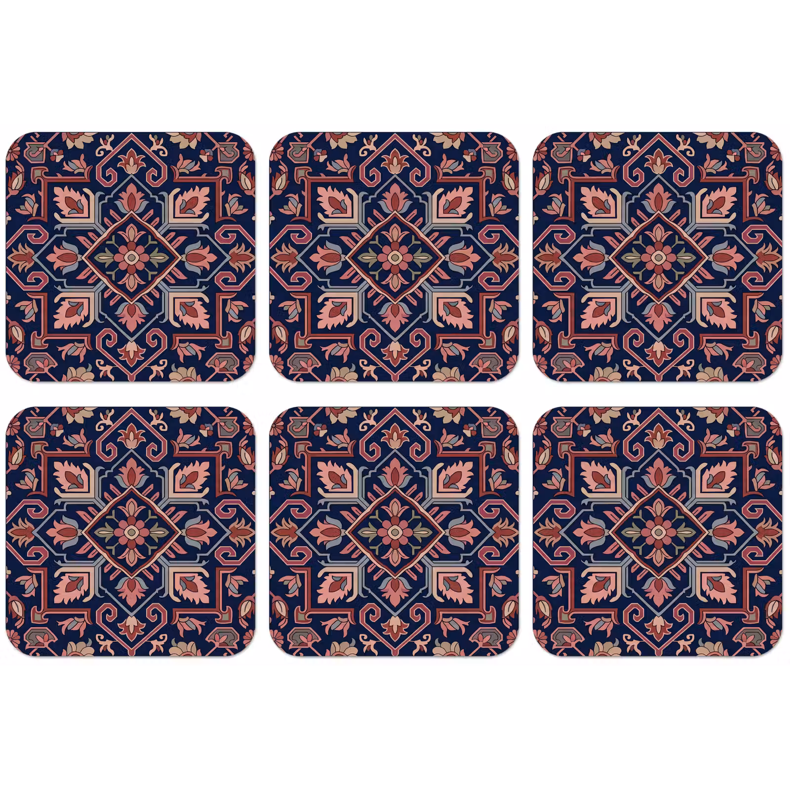 Untersetzer - Muster – Orientalisch – Blumig – Blau – Klassisch — 1