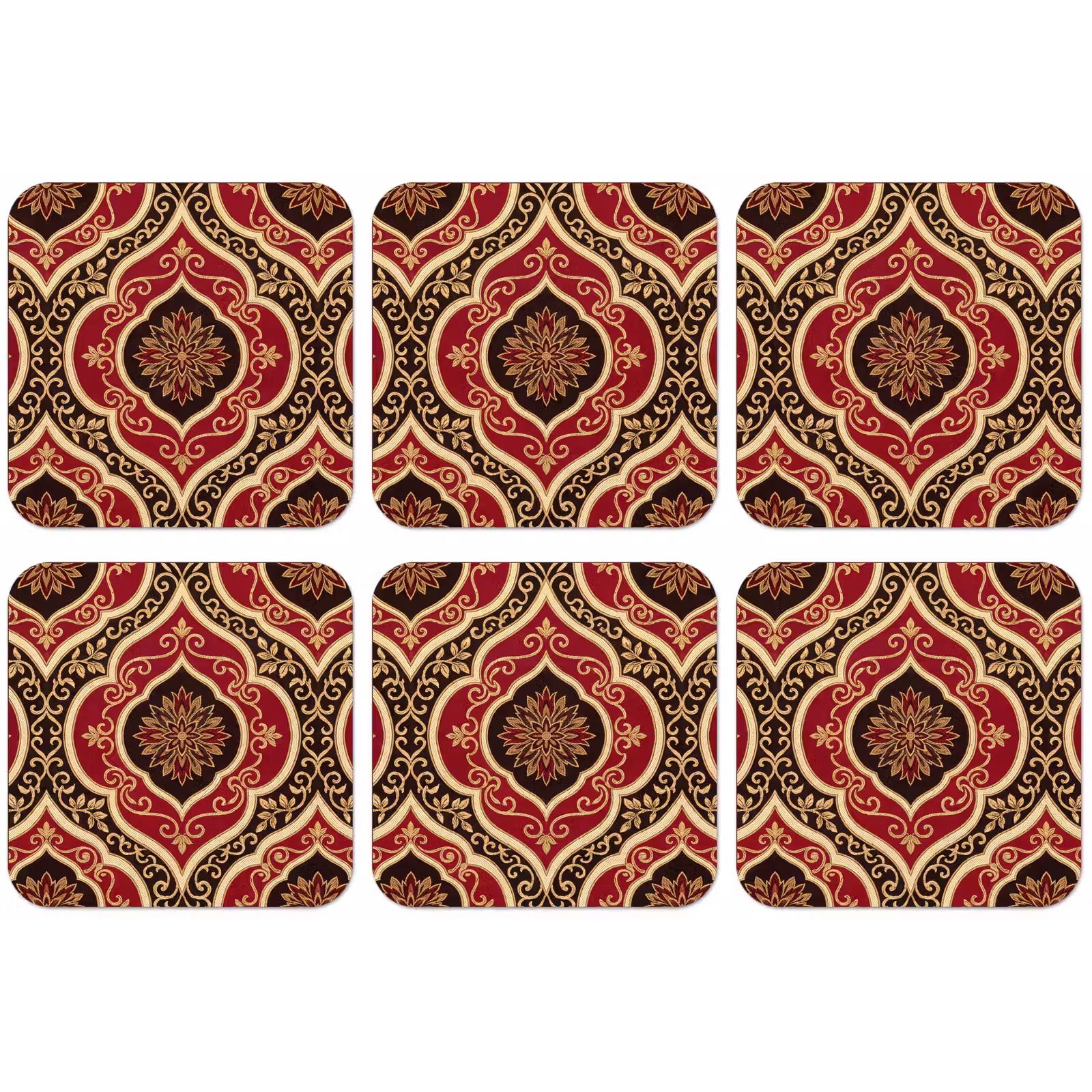Untersetzer - Muster – Ornament – Barock – Rot – Gold — 1