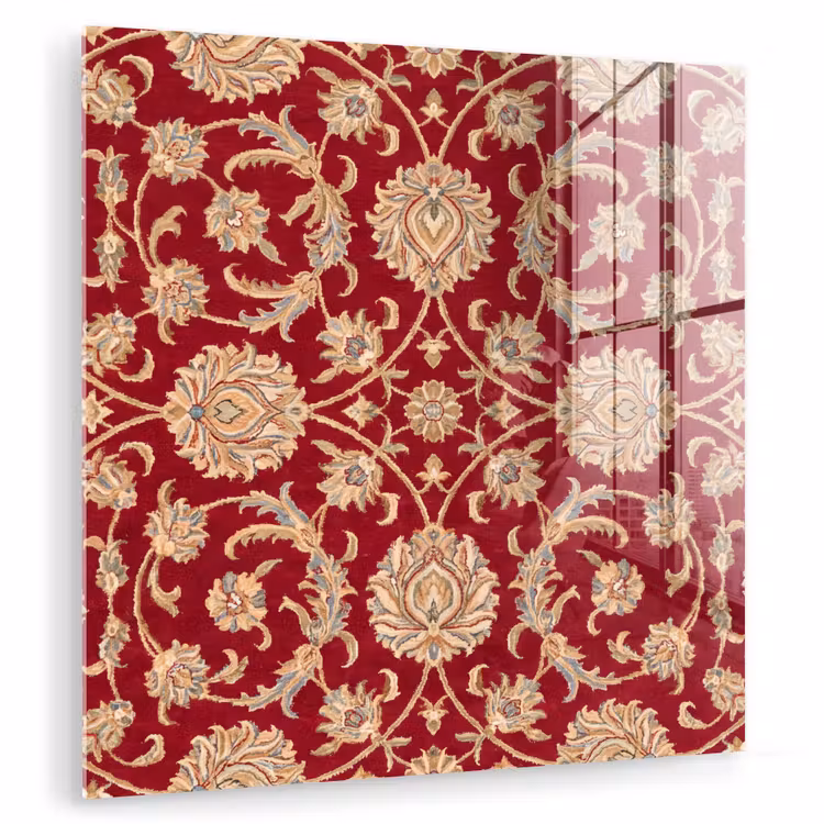 Glasbild - Muster – Blume – Klassisch – Orientalisch – Rot — 1