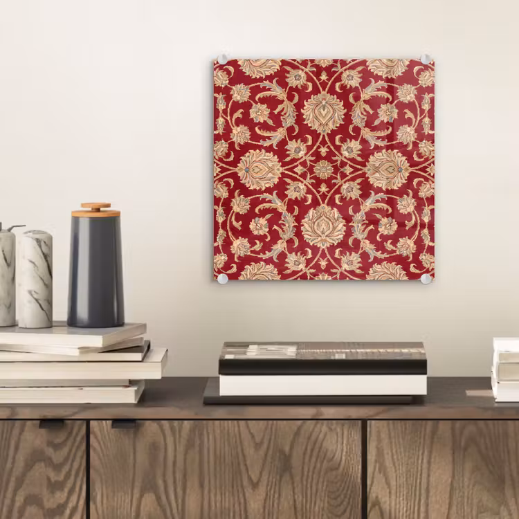 Glasbild - Muster – Blume – Klassisch – Orientalisch – Rot — 2
