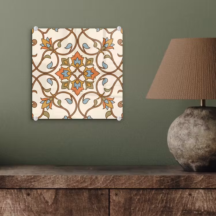 Glasbild - Muster – Blumen – Ornament – Bunt — 4
