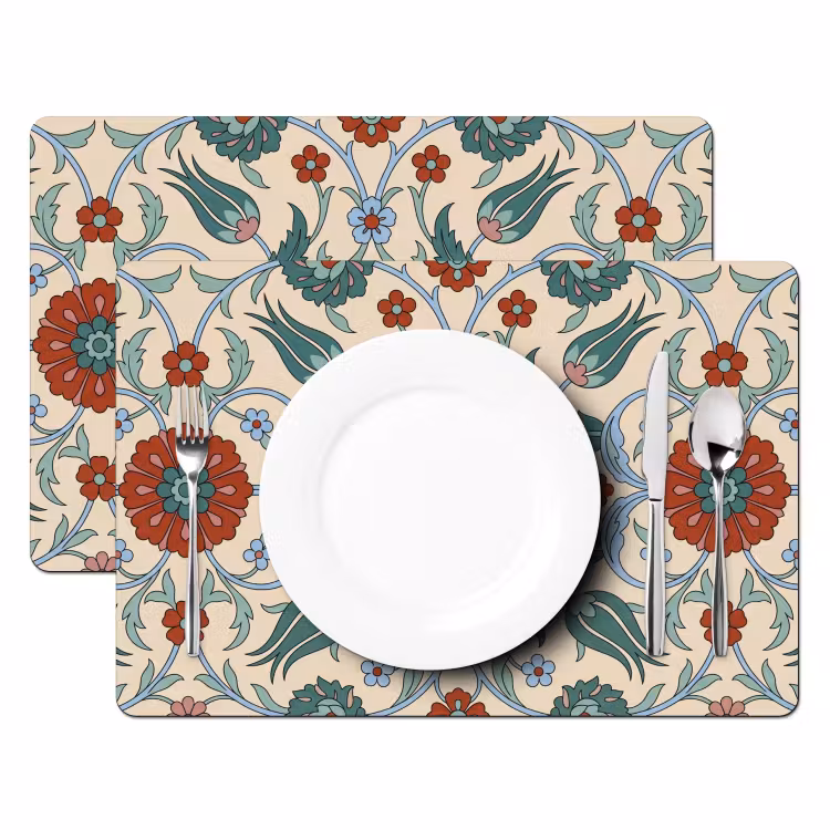 Tischset - 6 Stück - Blumen – Muster – Klassisch – Dekoration – Farbenfroh — 2