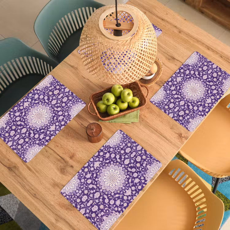 Tischset - 6 Stück - Muster – Medaillon – Orientalisch – Lila – Dekoration — 5