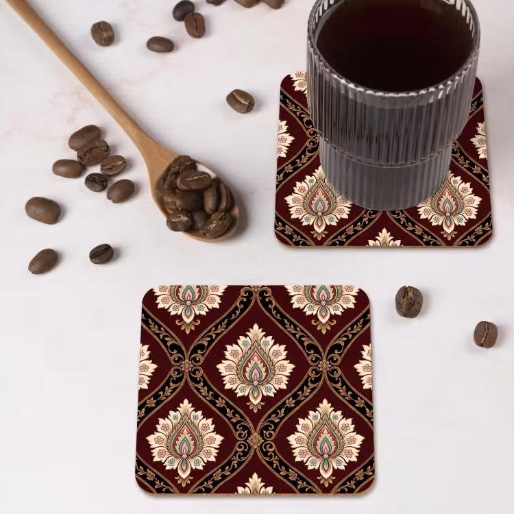 Untersetzer - Muster – Blumenmotiv – Dekoration – Klassisch – Rot — 4