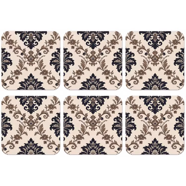 Untersetzer - Muster – Blumenmuster – Klassisch – Beige-Blau — 1