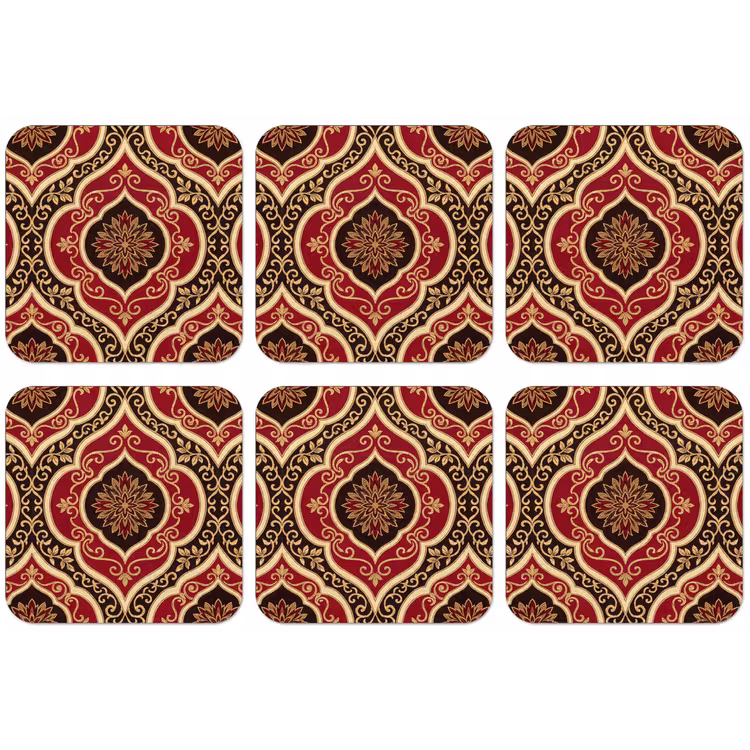 Untersetzer - Muster – Ornament – Barock – Rot – Gold — 1