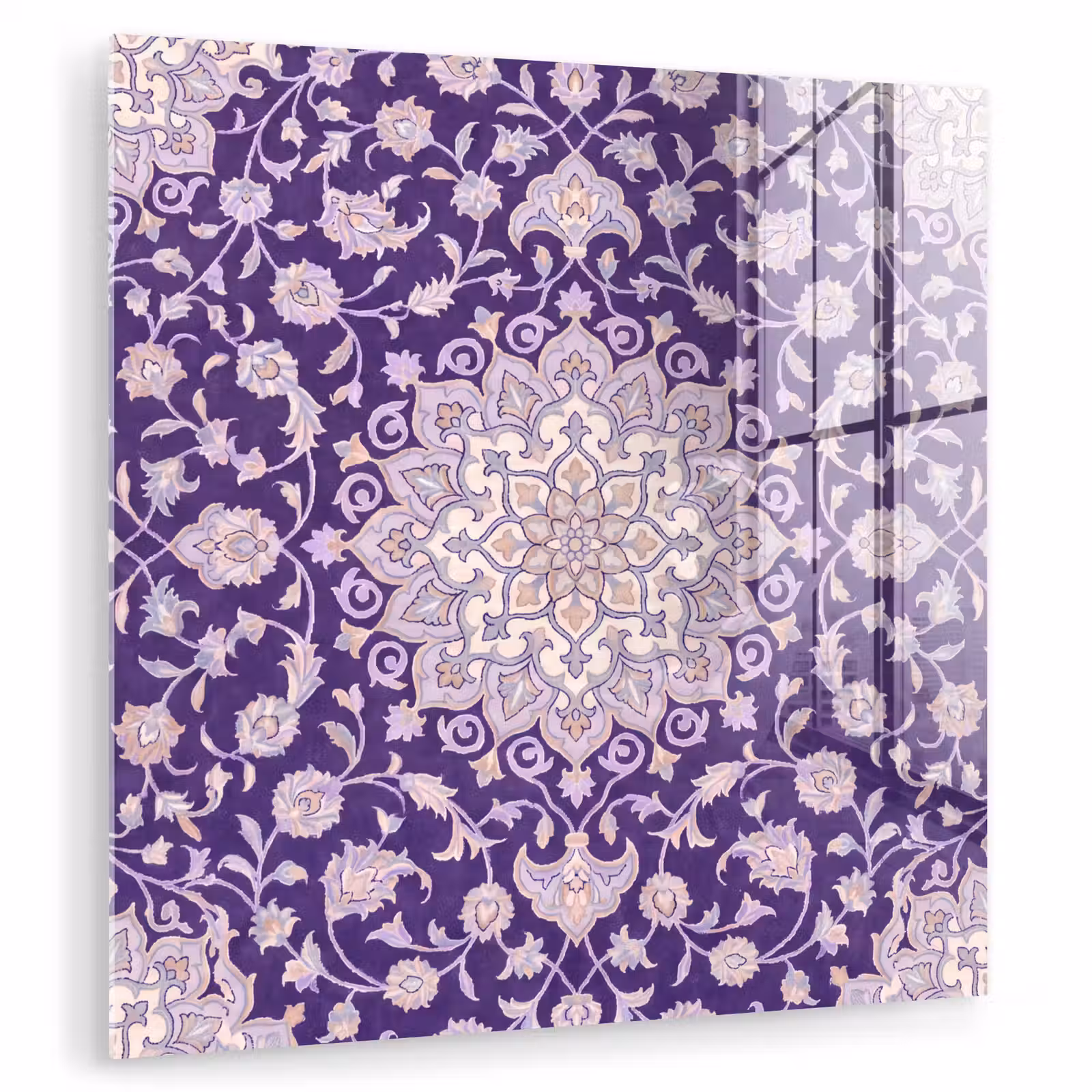 Glasbild - Muster – Medaillon – Orientalisch – Lila – Dekoration — 1