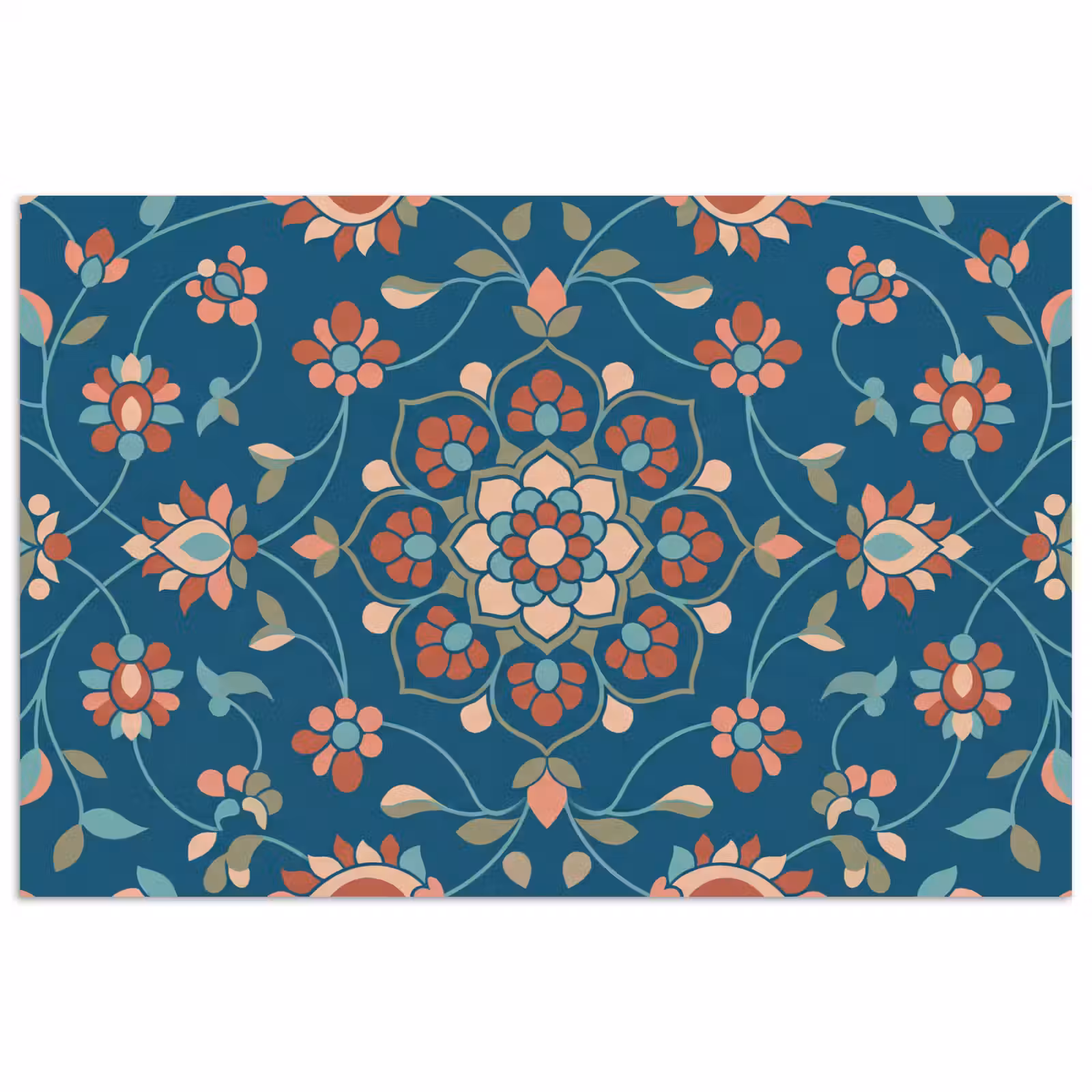 Poster - Blumen – Muster – Natur – Ornament – Blau — 1