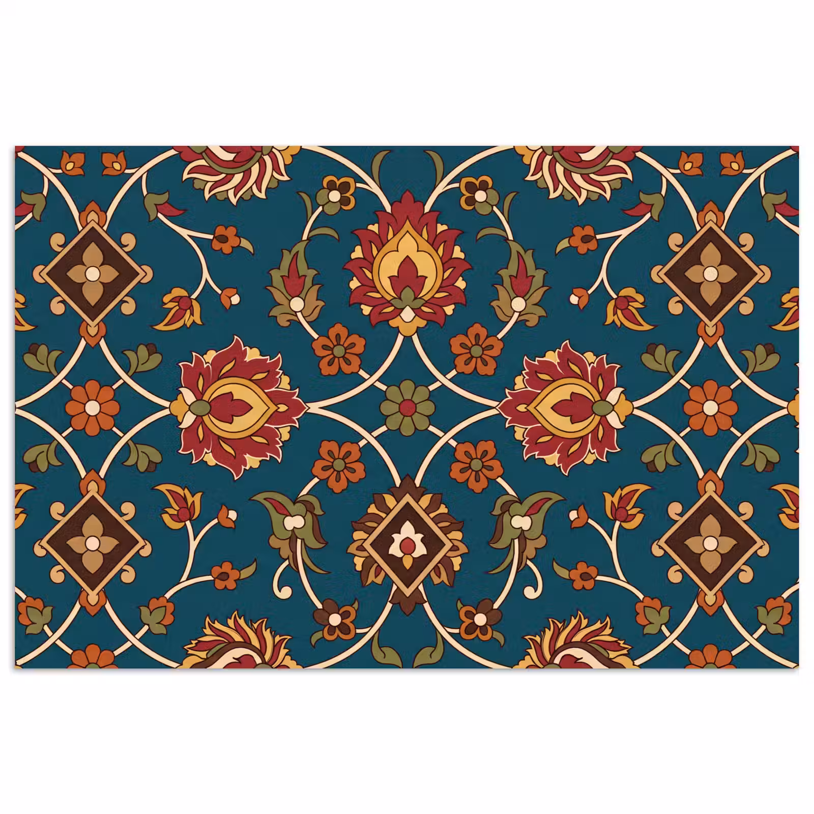 Poster - Ornament – Flora – Traditionell – Klassisch – Blaugrün — 1