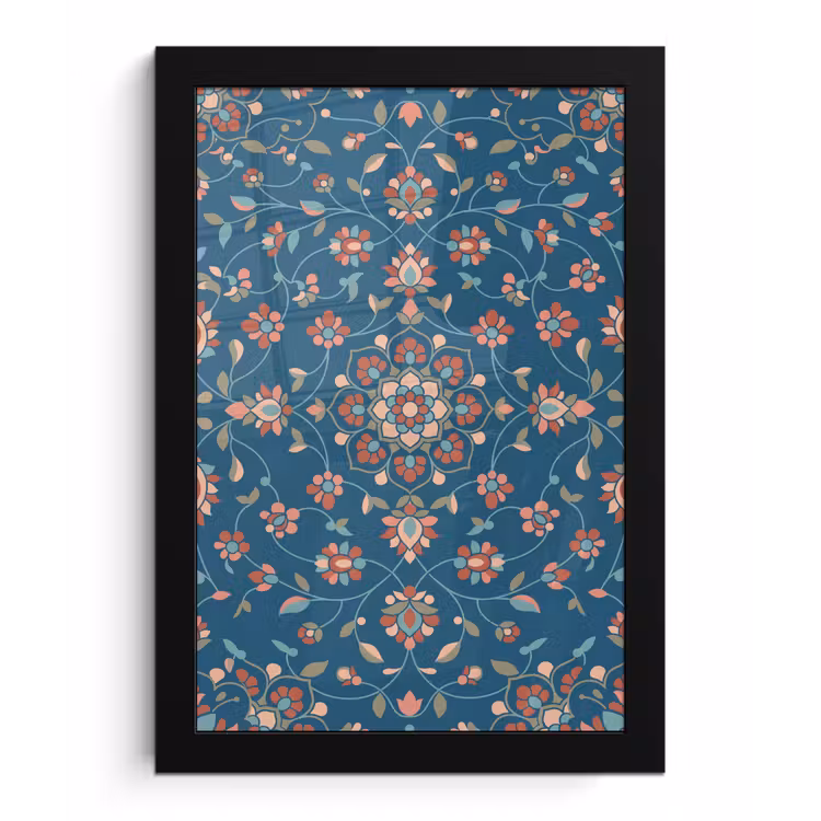 Bilder mit Rahmen - Blumen – Muster – Natur – Ornament – Blau — 1