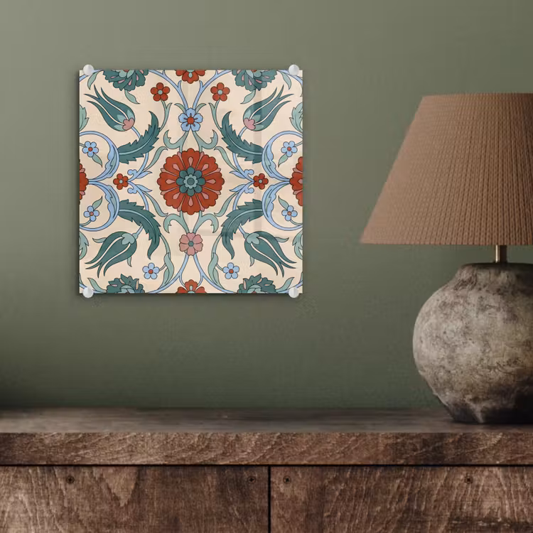 Glasbild - Blumen – Muster – Klassisch – Dekoration – Farbenfroh — 4