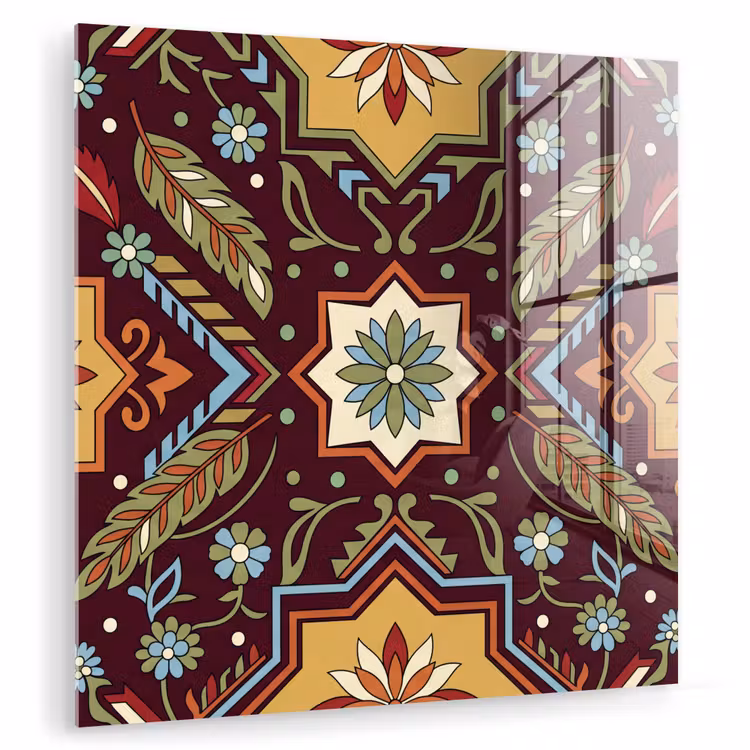 Glasbild - Muster – Floral – Geometrisch – Farbenfroh – Dekoration — 1