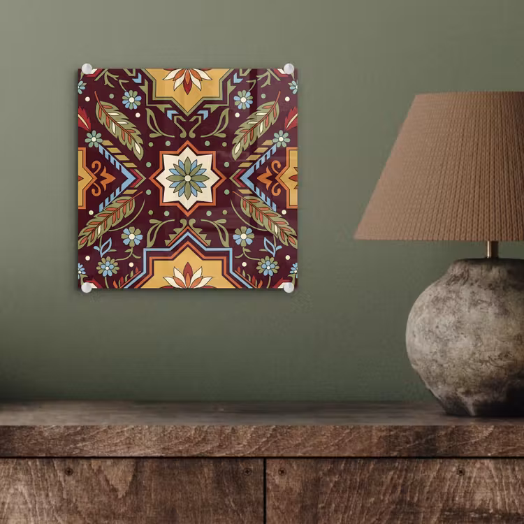 Glasbild - Muster – Floral – Geometrisch – Farbenfroh – Dekoration — 4