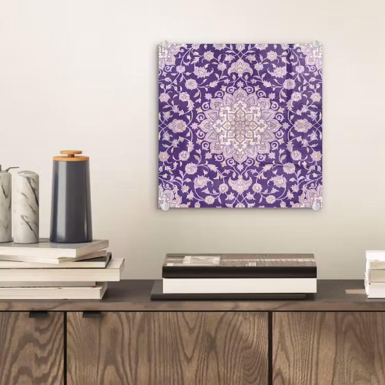 Glasbild - Muster – Medaillon – Orientalisch – Lila – Dekoration — 2