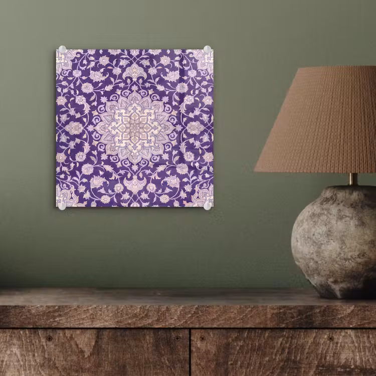 Glasbild - Muster – Medaillon – Orientalisch – Lila – Dekoration — 4