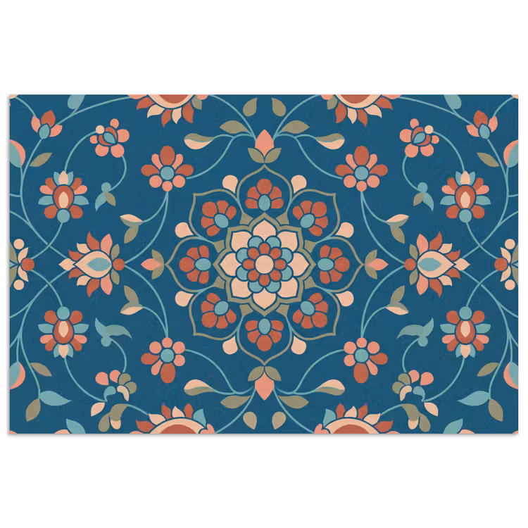 Poster - Blumen – Muster – Natur – Ornament – Blau — 1